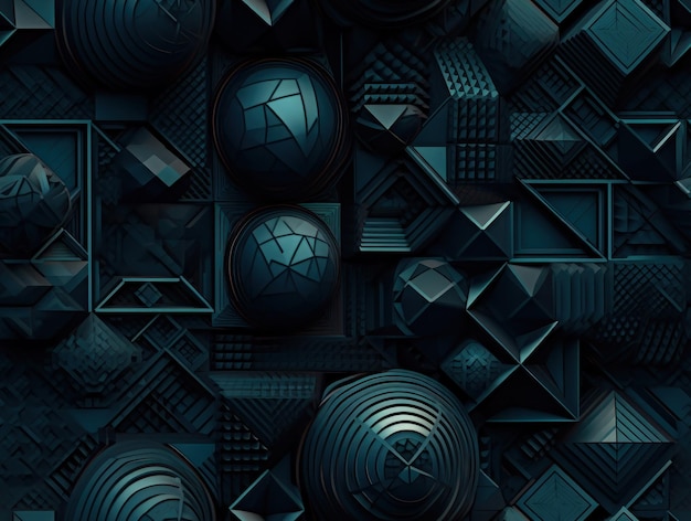 Темный абстрактный геометрический узор сетки Бесшовный фон, созданный с помощью технологии Generative AI