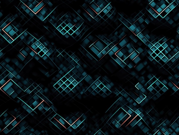 Photo dark abstract geometric grid pattern seamless background created with generative ai technology