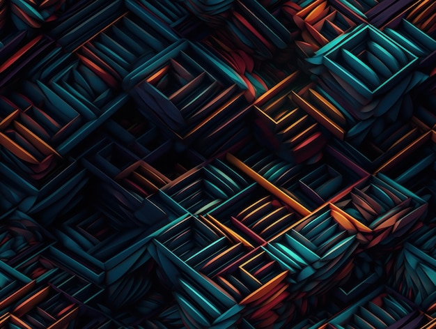 Dark abstract geometric grid pattern Seamless background created with Generative AI technology
