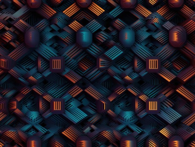 Dark abstract geometric grid pattern Seamless background created with Generative AI technology