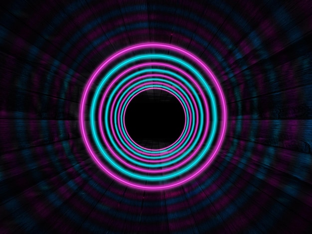 Dark abstract scifi background Neon light spectrum a circle shape in the center of the image 3d illustration