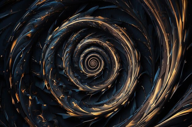 Dark abstract spiral swirl twirl and vortex shapes