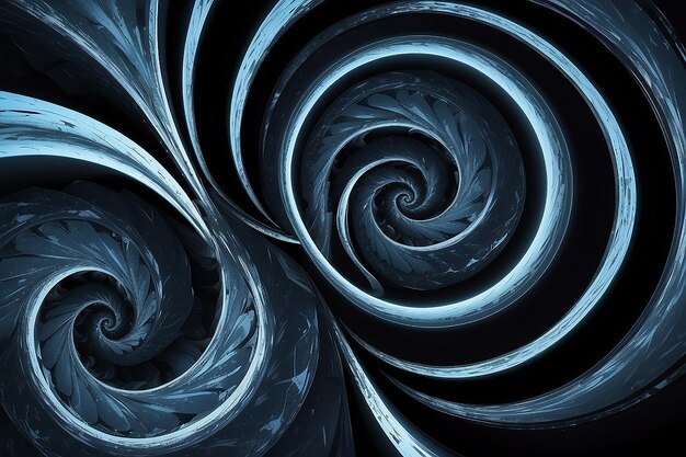 Photo dark abstract spiral swirl twirl and vortex shapes