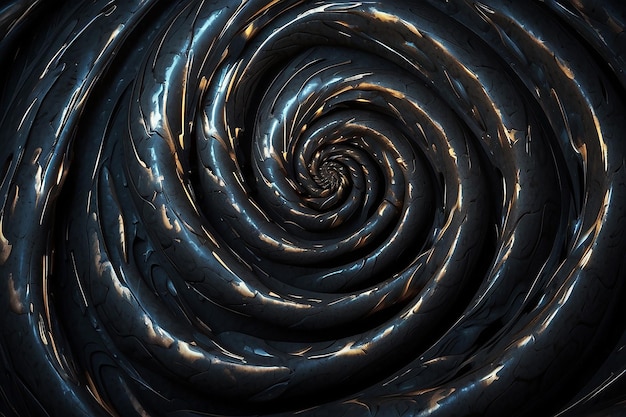 Photo dark abstract spiral swirl twirl and vortex shapes