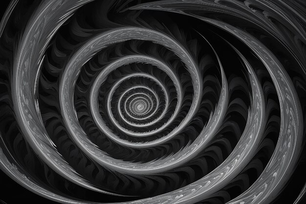 Photo dark abstract spiral swirl twirl and vortex shapes