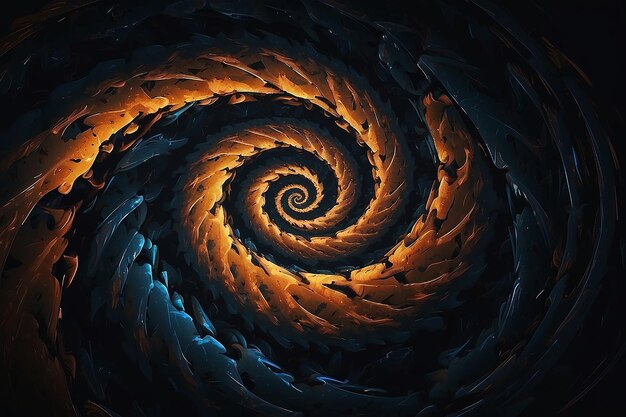 Photo dark abstract spiral swirl twirl and vortex shapes