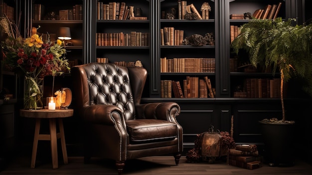 Dark Academia Kitchen Bookish Elegance with Rich Moody Tones