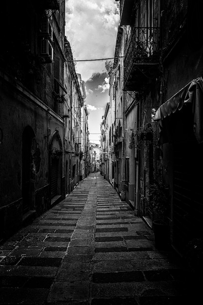 Dark alley in sardinian old town