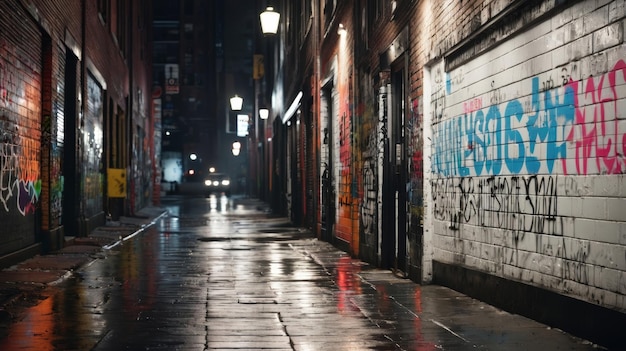 The Dark Alley With Graffiti