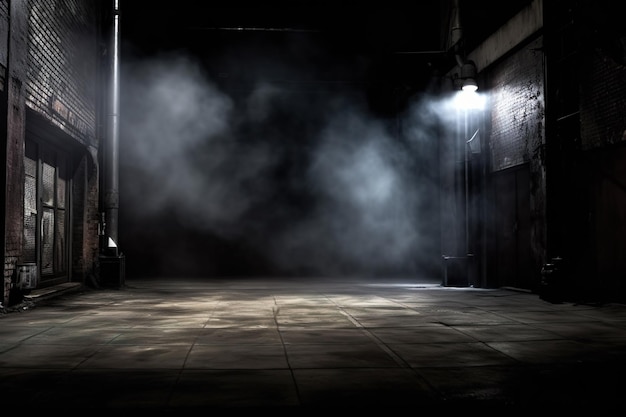 A dark alley with a street light and smoke coming out of it cinematic background