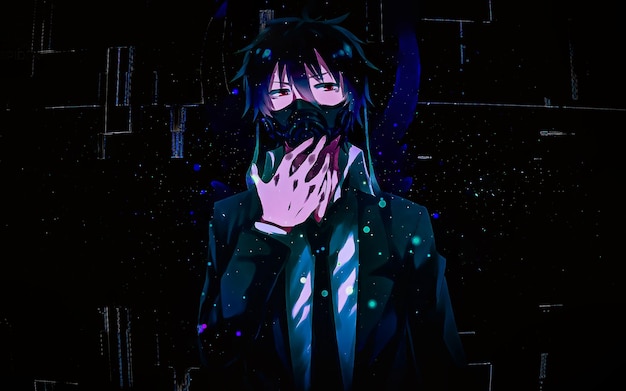 Premium AI Image  A dark anime character with a black mask on his face.