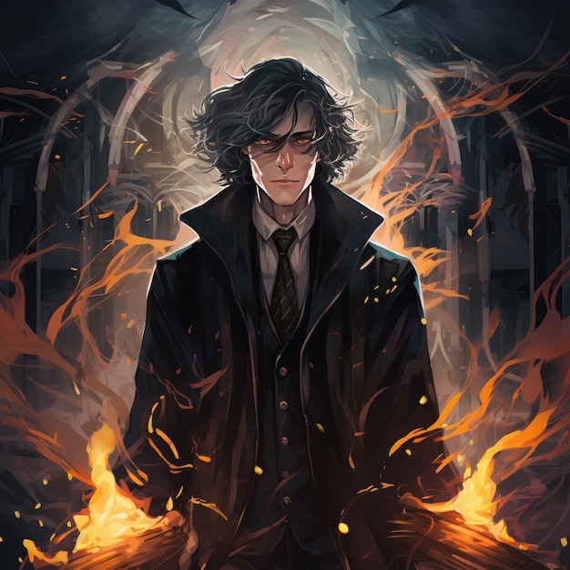 Dark Anime Harry Potter character manga illustration