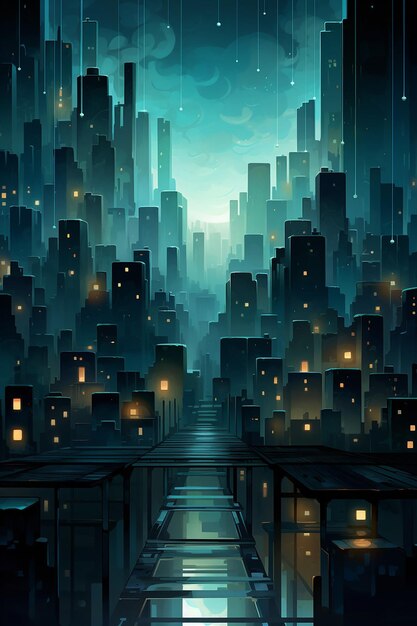Dark aquamarine city creative imagination