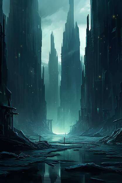 Dark aquamarine city creative imagination