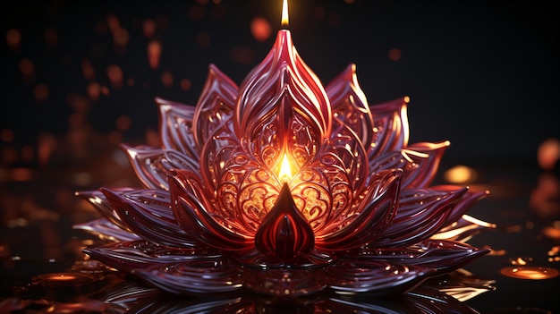 Dark Background Candle HyperDetailed Diwali Festival Symbol