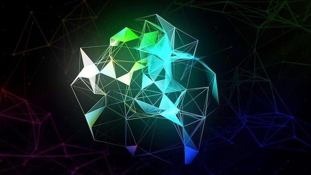 Dark background motion a beautiful transparent geometric figure made in animation on the background