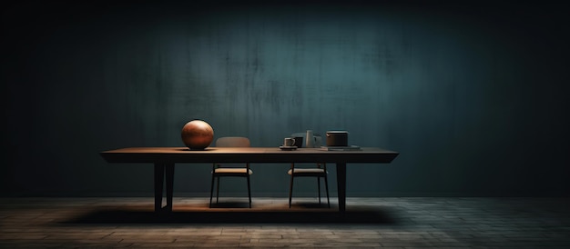 dark background wall with empty table