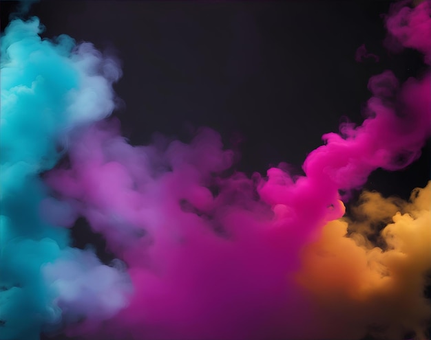 Dark background with abstract colorful smoke AI