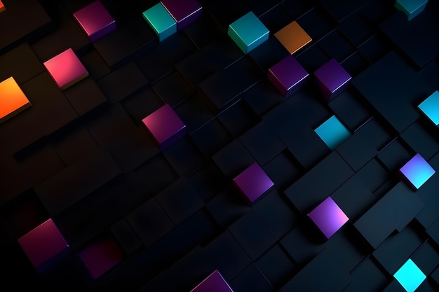 A dark background with colorful cubes