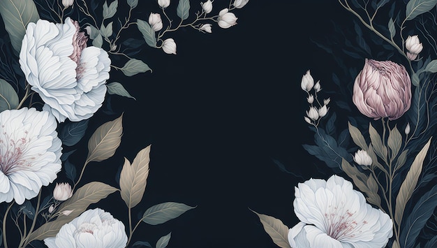 Dark background with flowers AI