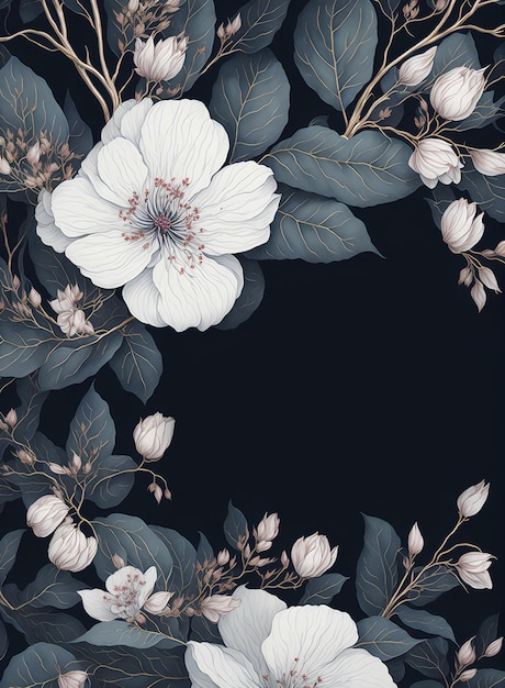 Dark background with flowers AI