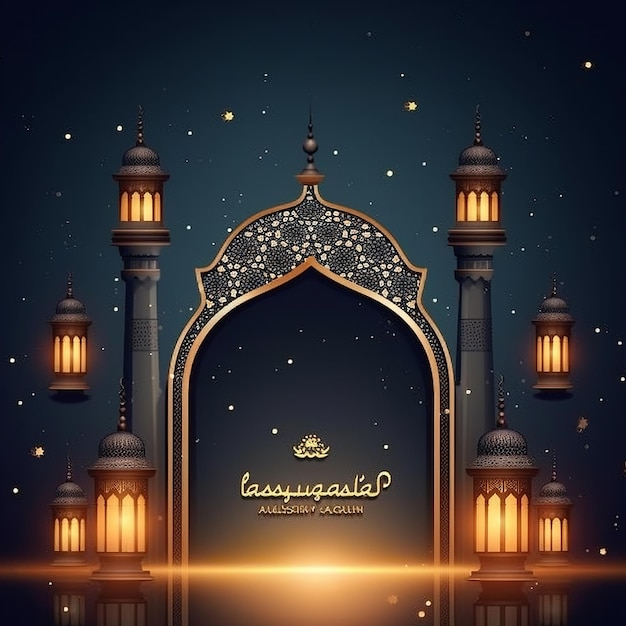 A dark background with a gate for the festival of lights