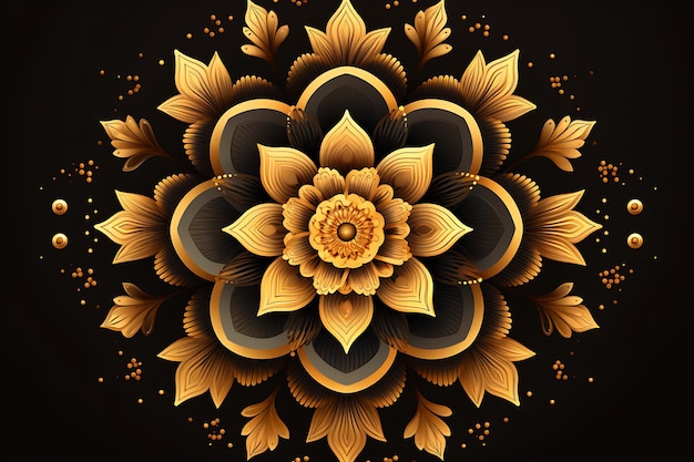 Dark background with golden mandala decoration