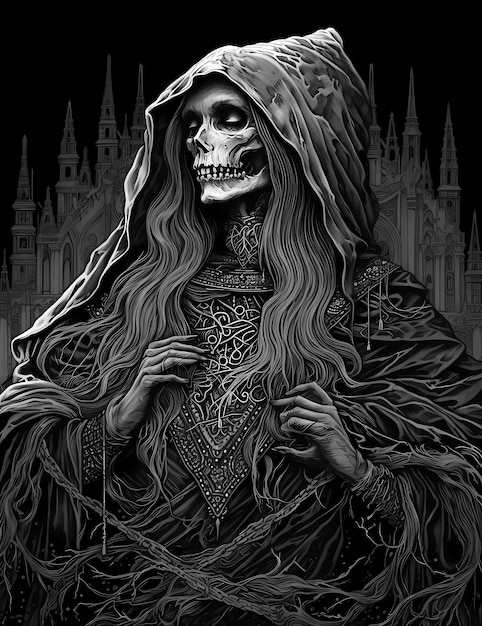 the dark beauty in the style of gothic black and white