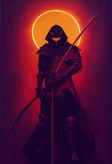 Dark berserk demon knight dark fantasy painting\
illustration