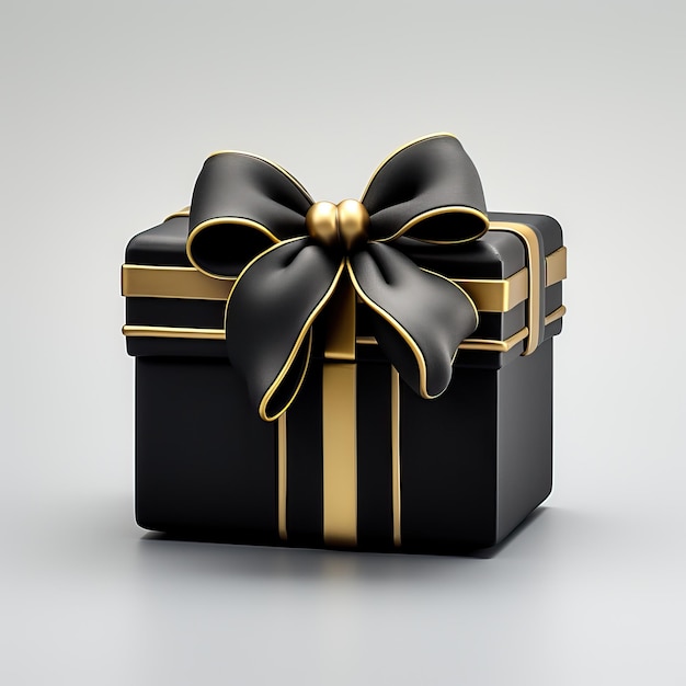 Photo a dark black box with golden ribbon in the style of daz3d ceramic made of rubber realistic