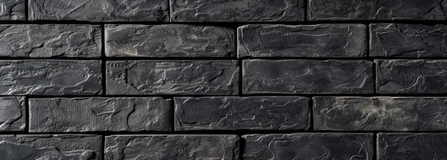 Photo dark black brick wall with minimal light