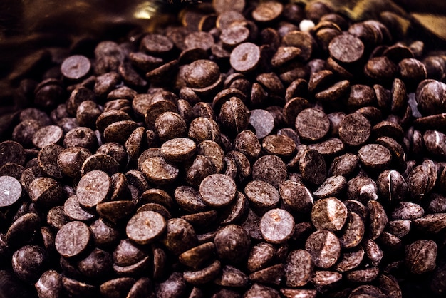 Dark black chocolate chips