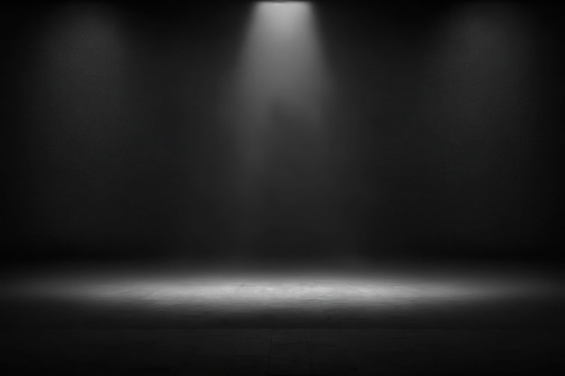 Dark black empty room scene with spotlight