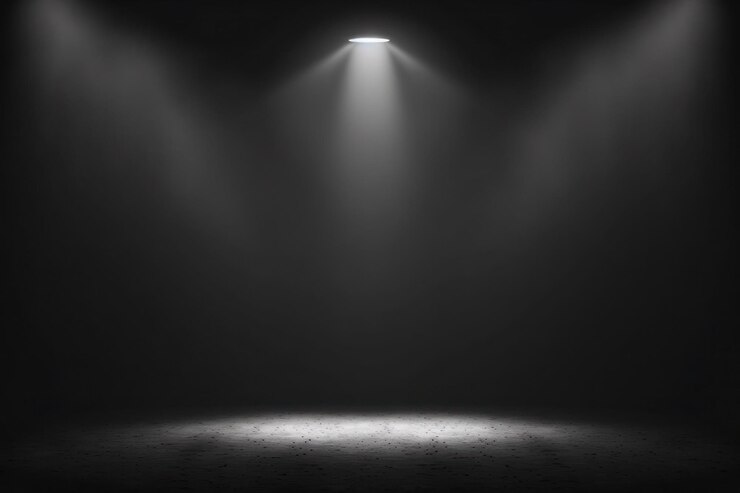 Photo dark black empty room scene with spotlight