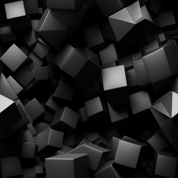 Dark black Geometric grid background Modern dark abstract texture created with Generative AI technology