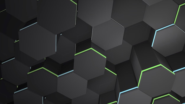 Dark black hex grid background, abstract background