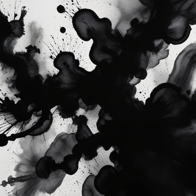 Photo dark black ink stain on a white background