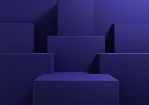 Dark blue 3D minimal background product display podium stand presentation geometric backdrop