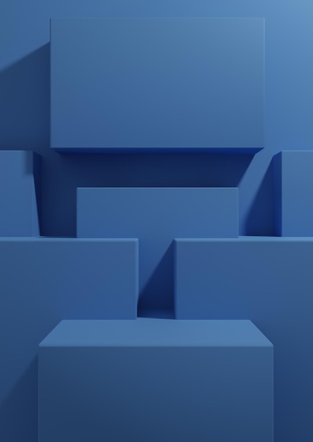 Dark blue 3D product display background minimal geometric wallpaper podium stand presentation