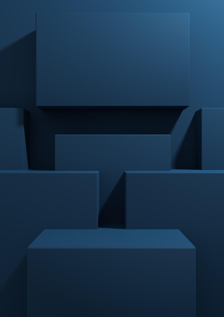 Dark blue 3D product display background minimal geometric wallpaper podium stand presentation