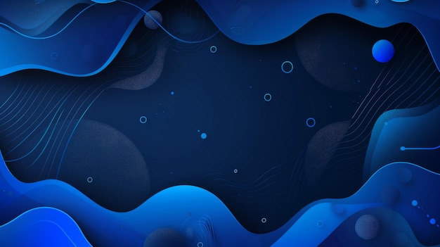 Dark Blue Abstract Background With Bubbles