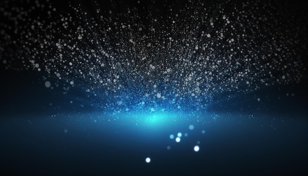 Dark Blue Abstract Background with Glowing Dust Particles for Creative Design