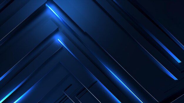 Dark blue abstract background with glowing geometric lines Modern shiny blue lines pattern Futuristi