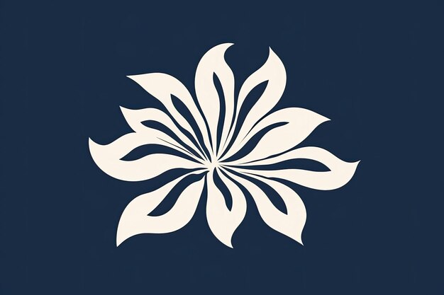 Photo dark blue background, white flower silhouette, vector, flat design ai generated