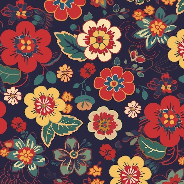 Photo a dark blue background with a floral pattern.