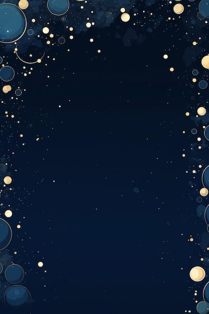 A dark blue background with gold stars and bubbles