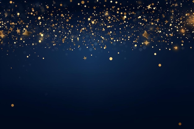 a dark blue background with gold stars