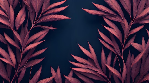 A dark blue background with leaves and a place for text.