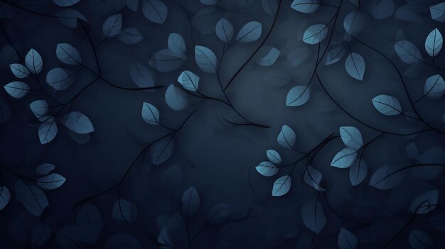 a dark blue background with leaves