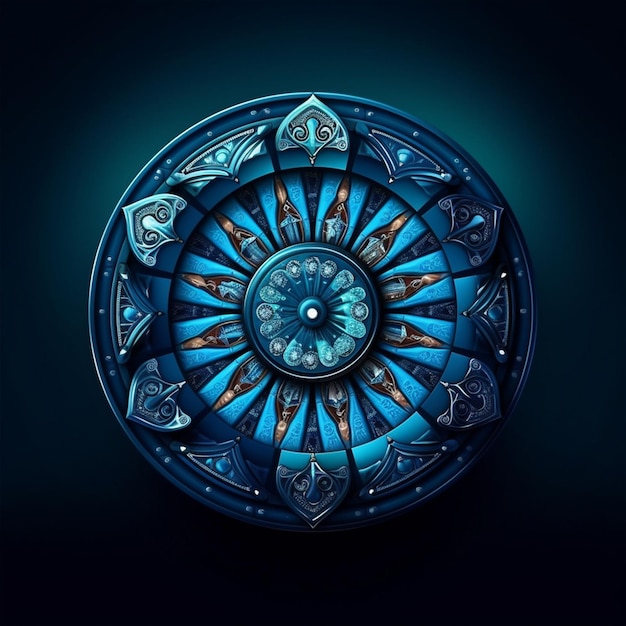 Dark blue circle wheel machine for casino banner background